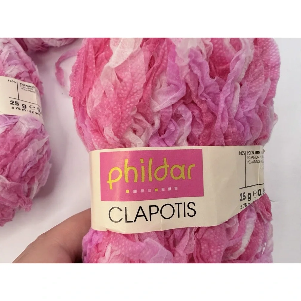 Phildar Clapotis Pink Yarn‎ 100% Nylon 25g Each Lot Of 4